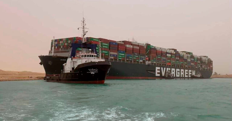 Within the Suez Canal, the blocked ship is a warning about extreme globalization
