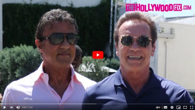 Arnold Schwarzenegger & Sylvester Stallone Disregard Needy Kids Leaving Lunch