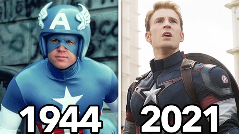 Evolution of Captain America Movies 1944 – 2021 (mcu hulk spiderman marvel falcon iron man)