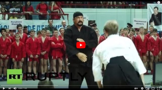 Russia: Steven Seagal shows his aikido skills at Saratov Sambo tournament VIDEO