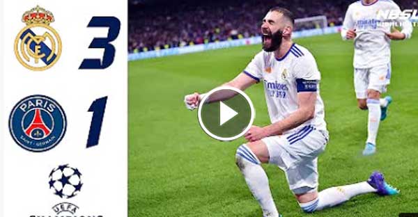 Real Madrid Vs PSG 3–1 Extended Highlights & Goals 2022