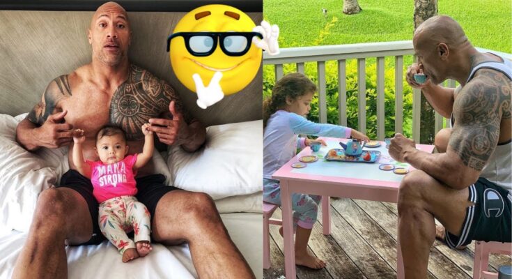 Cute moments when bodybuilders play with their baby Dwayne “The Rock” Johnson playing with kids