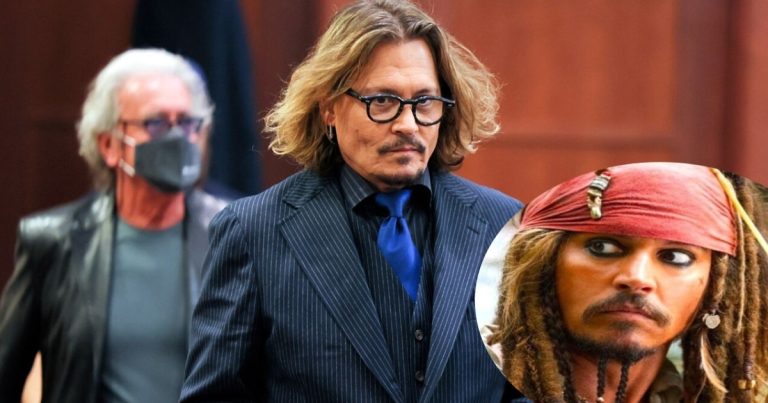 Outside the courthouse, Johnny Depp changes into Captain Jack Sparrow for ecstatic admirers, saying, “He’s still around.” Watch