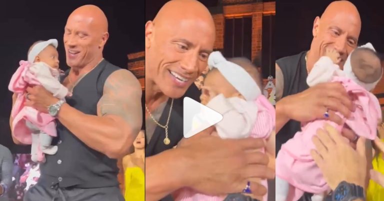 Internet Reacts to Video of Baby Being Passed to Dwayne Johnson Through a Crowd
