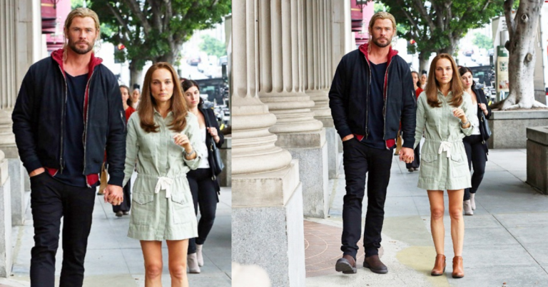 Chris Hemsworth and Natalie Portman hold hands on the set of Thor 4