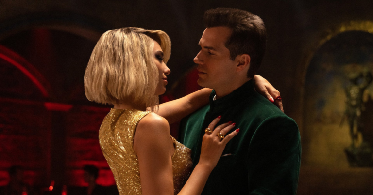 In the first image from Matthew Vaughn’s spy thriller Argylle, Henry Cavill and Dua Lipa dance together.