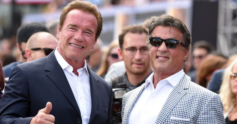 For Halloween, Arnold Schwarzenegger spends time with Sylvester Stallone.