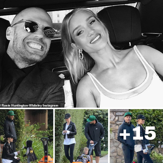 Jason Statham & Rosie Huntington-Whiteley dote on son Jack, 2, on outing to Beverly Hills park