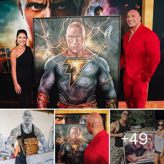 In a fortuitous turn of events, Dwayne Johnson and artist Danielle Weber found themselves unexpectedly drawn to the mesmerizing masterpiece known as “SUPER HERO.”