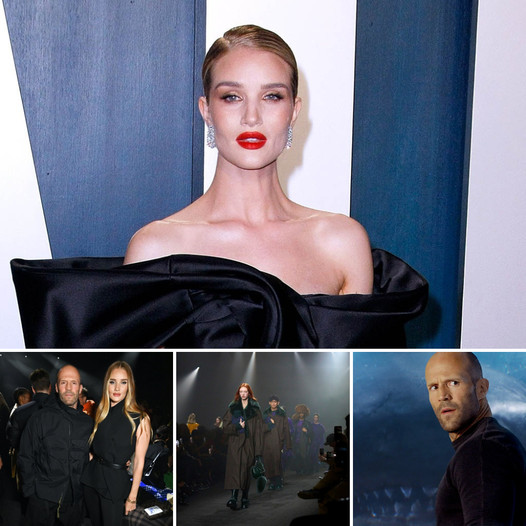 Rosie Huntington-Whiteley and Jason Statham Make a Stylish Appearance at Burberry’s Fall 2023 LFW Show, Sporting Halter Suits and Pumps