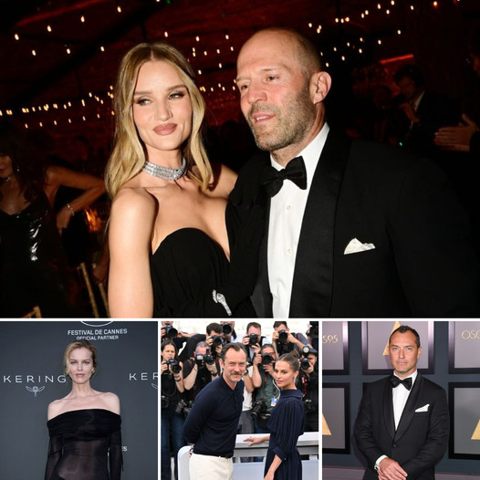 Rosie Huntington-Whiteley stuns in a glamorous gown, accompanied by husband Jason Statham at the Cannes Film Festival