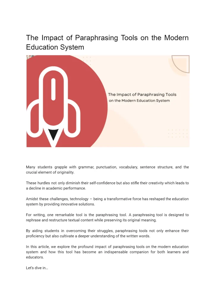 Impact of paraphrasing tools