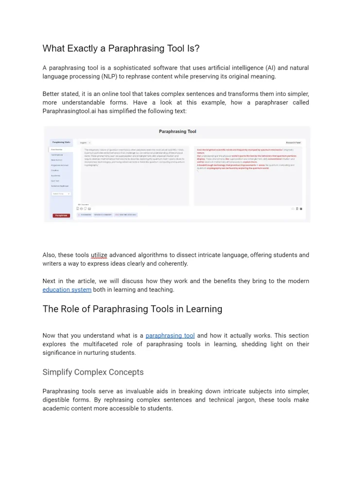 what exactly a paraphrasing tool