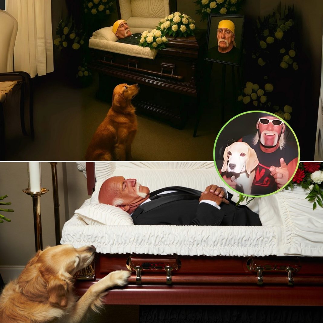 Hulk Hogan and the tale of the dog he nurtured for 5 years touched the hearts of fans. Amid the former wrestler’s passing after a prolonged fight with illness, at this time, people noticed the dog constantly staying beside his coffin. It rested there quietly, gazing at him, but its subsequent actions left everyone utterly speechless. – BN - featured image