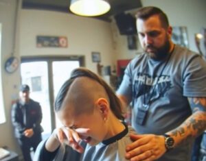 She walked into the barbershop to get her hair cut short as it had begun falling. She walked into the barbershop to get her hair cut short as it had begun falling. - featured image