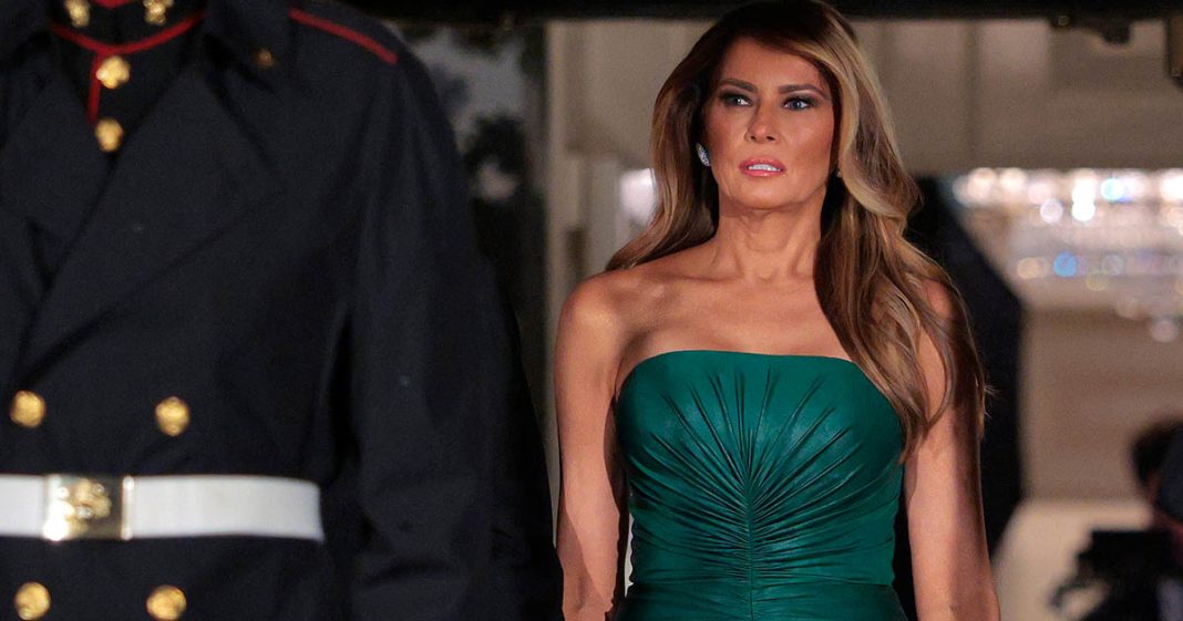 Hidden meaning in Melania’s $3000 dress at White House dinner with Saudi Crown Prince - featured image Hidden meaning in Melania’s $3000 dress at White House dinner with Saudi Crown Prince - featured image