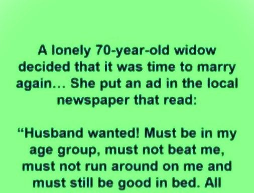 At 70, This Widow Posted a Newspaper Ad Looking for a Husband At 70, This Widow Posted a Newspaper Ad Looking for a Husband - featured image