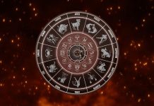 LOVE WAS WRITTEN IN THE STARS — Every Zodiac Sign Is About to Discover What Fate Has Planned! Glowing zodiac wheel with astrological symbols surrounded by warm orange sparks on a dark cosmic background