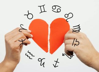 September Begins With a New Chapter for Every Zodiac Sign Two hands tearing a red paper heart in half with zodiac symbols around it on a light background