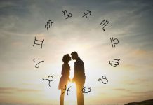 Daily Horoscope for September 9, 2026: This Will Be a Truly Magical Day Silhouetted couple standing together beneath floating zodiac symbols and soft golden light